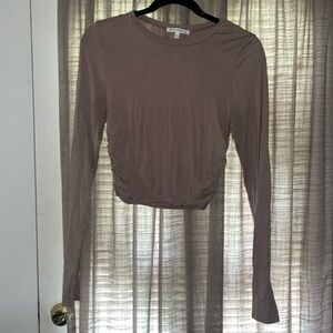 Beige long sleeve cropped tee